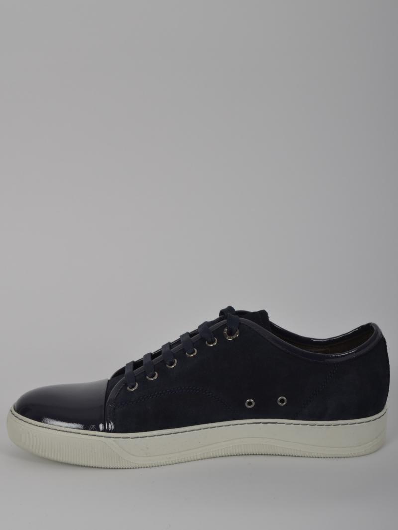 LANVIN Low-top sneaker in patent nappa and velour calfskin