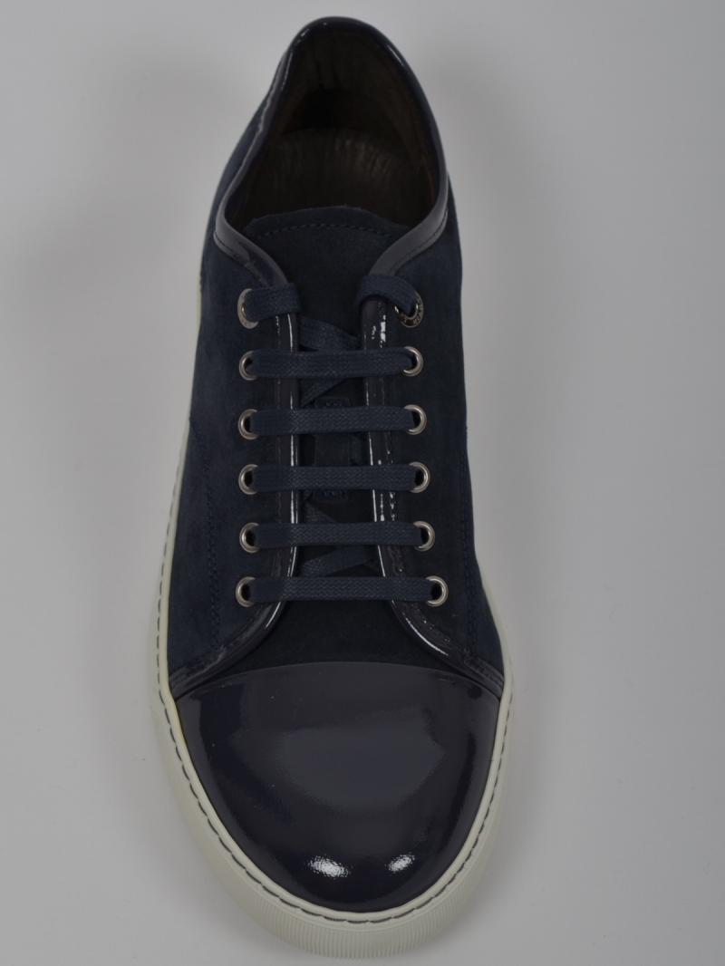 LANVIN Low-top sneaker in patent nappa and velour calfskin