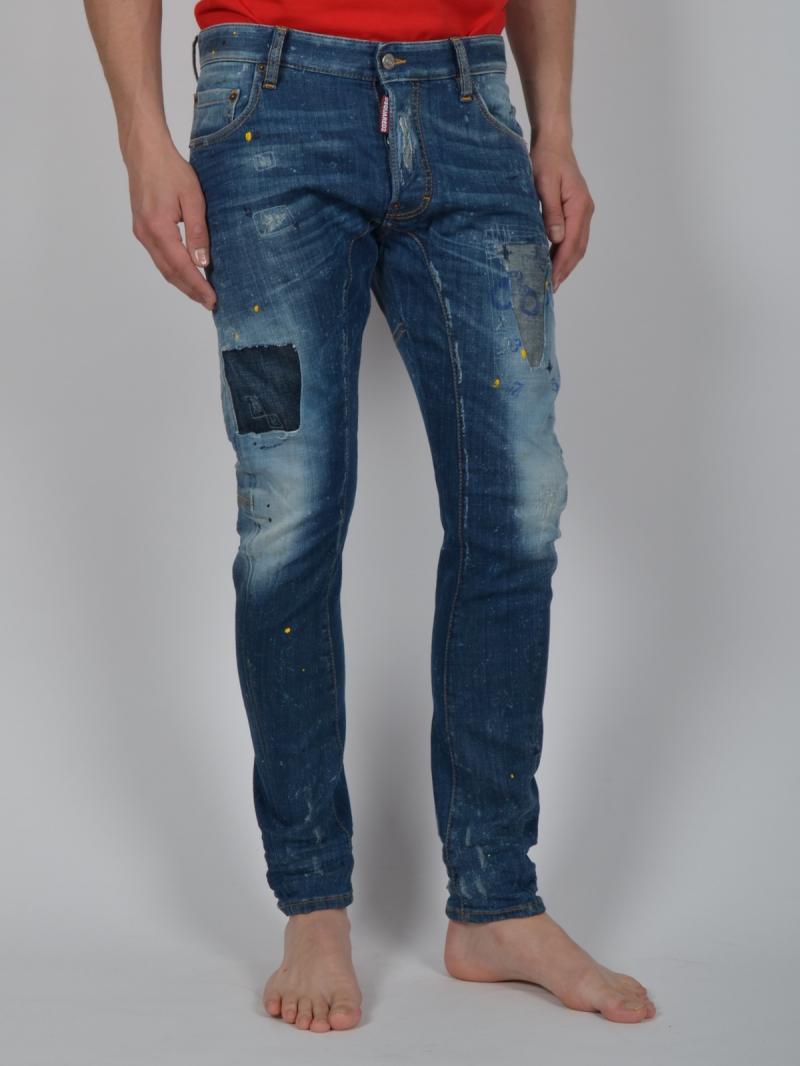 DSQUARED2 17CM TIDY BIKER ZIP STRECH DENIM JEANS