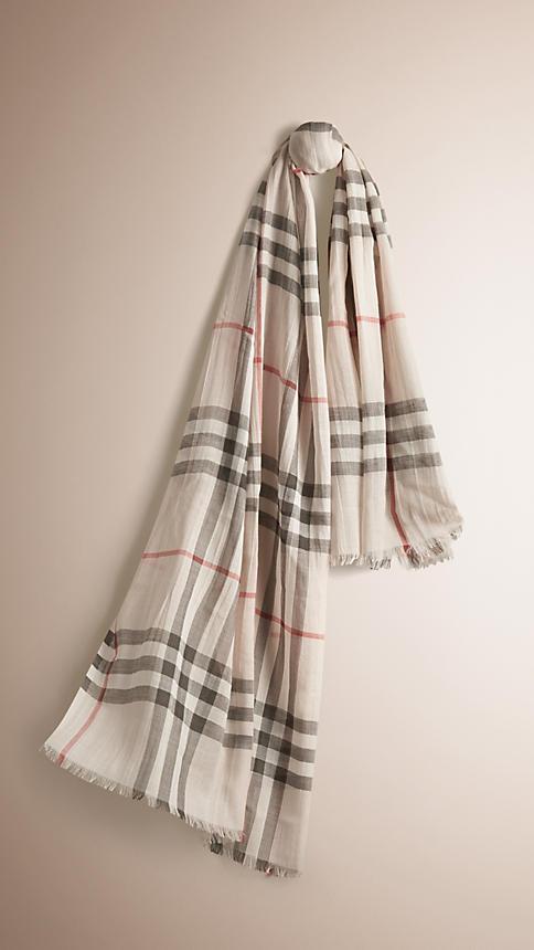 BURBERRY Lightweight Check Wool and Silk Scarf