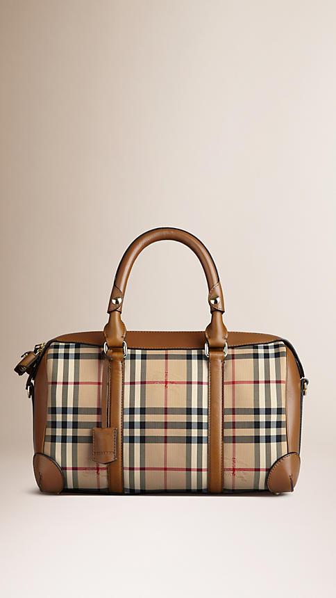 BURBERRY Medium Alchester Horseferry Check Leather Bowling Bag