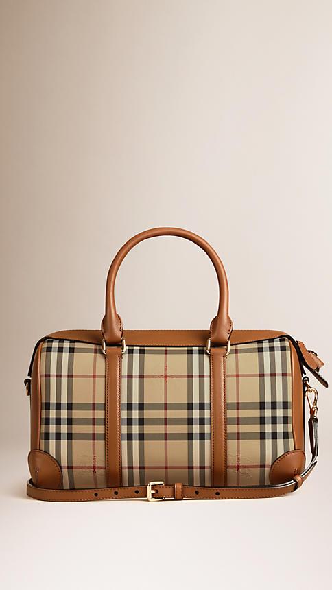 BURBERRY Medium Alchester Horseferry Check Leather Bowling Bag