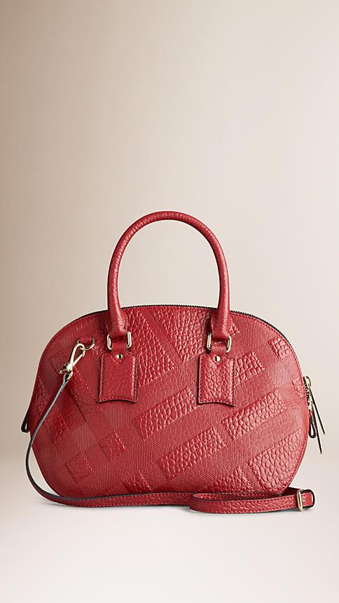 BURBERRY THE SMALL ORCHARD IN EMBOSSED CHECK LEATHER