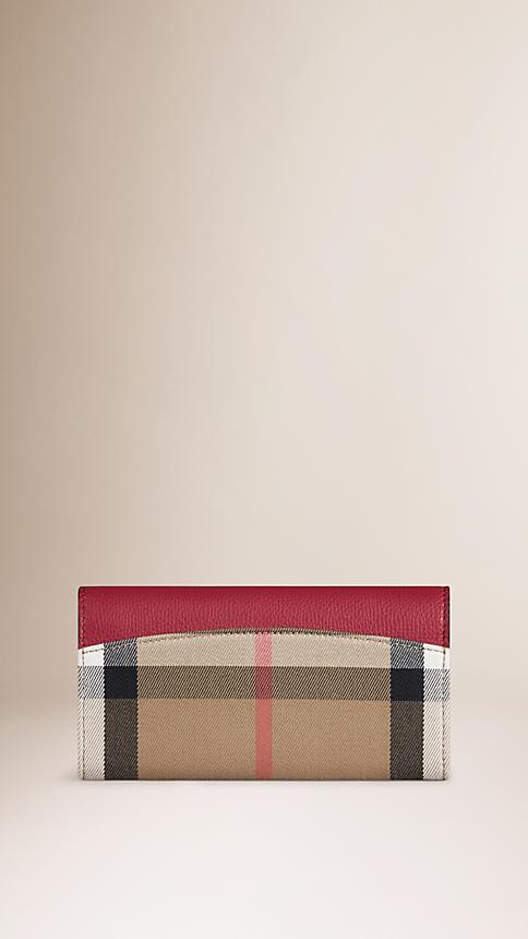 BURBERRY House Check and Leather Continental Wallet