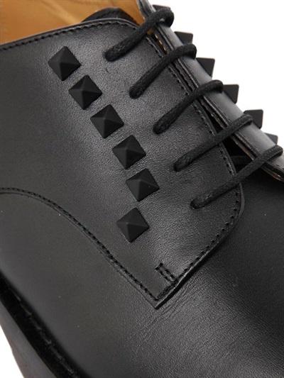 VALENTINO STUDDED LEATHER DERBY LACE-UP SHOES