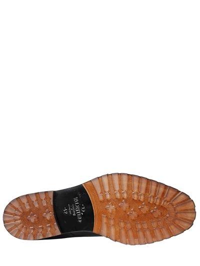 VALENTINO STUDDED LEATHER DERBY LACE-UP SHOES