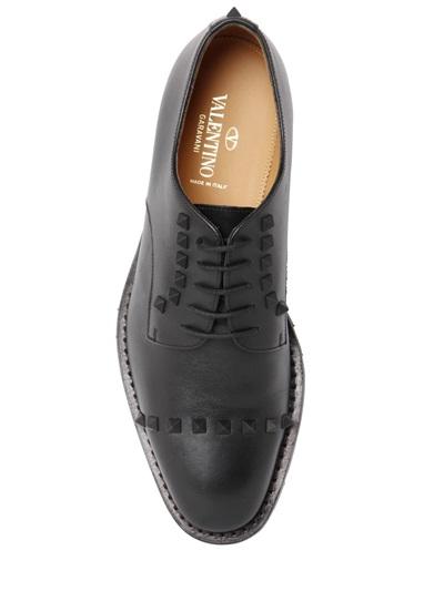 VALENTINO STUDDED LEATHER DERBY LACE-UP SHOES