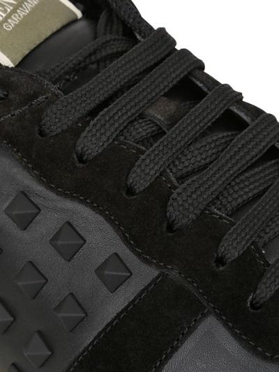 VALENTINO ROCKSTUD LEATHER & SUEDE SNEAKERS