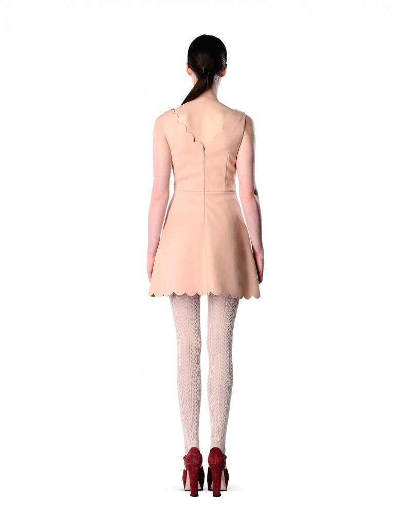 RED VALENTINO  Scallop detail tricotine tech dress