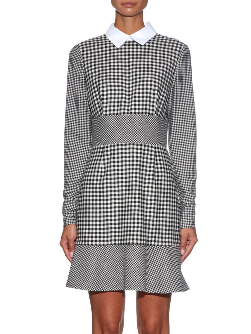 RED VALENTINO  Contrast-collar hound's-tooth dress