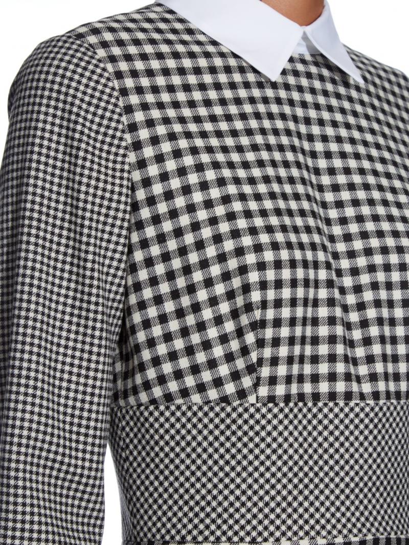 RED VALENTINO  Contrast-collar hound's-tooth dress