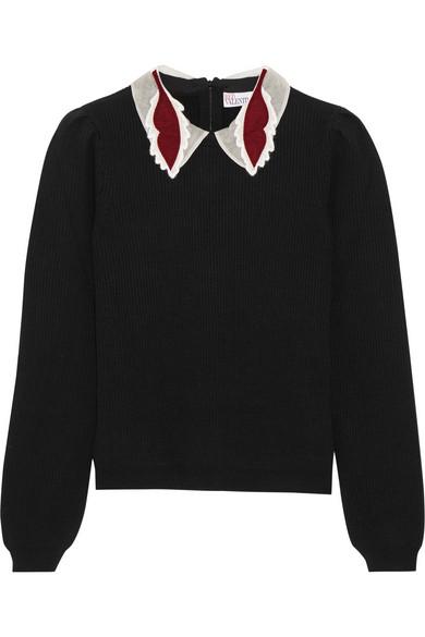 RED VALENTINO Appliquéd wool sweater