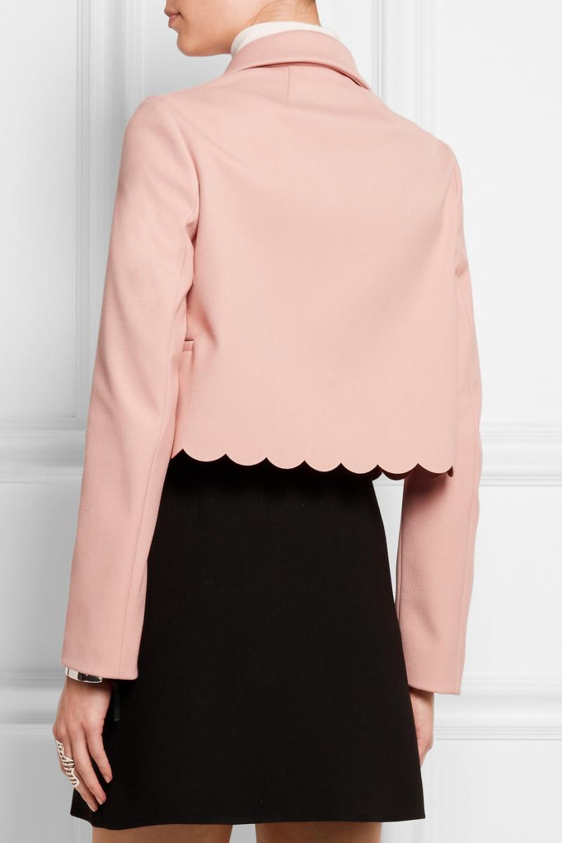 RED VALENTINO Cropped scalloped stretch-twill jacket