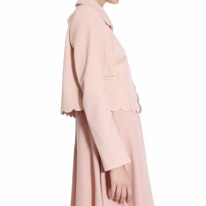 RED VALENTINO Cropped scalloped stretch-twill jacket