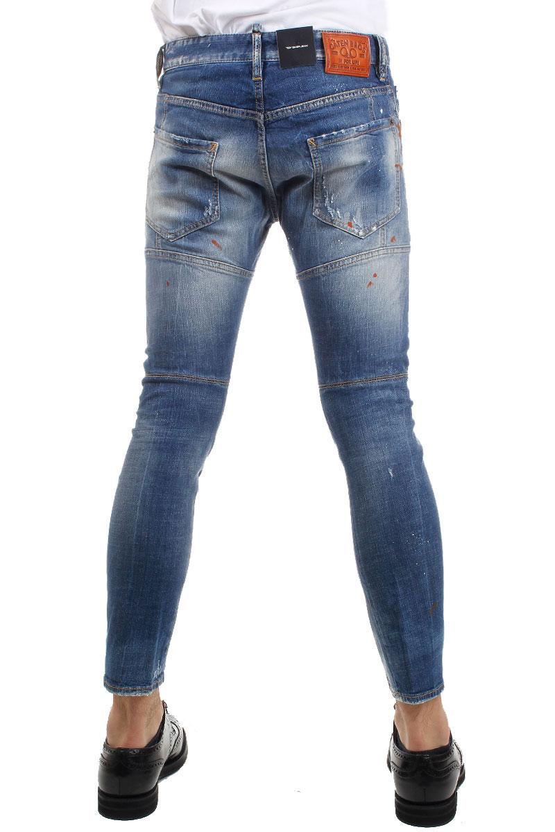 DSQUARED2 16 cm Tidy Biker Stretch Destroyed Denim Jeans