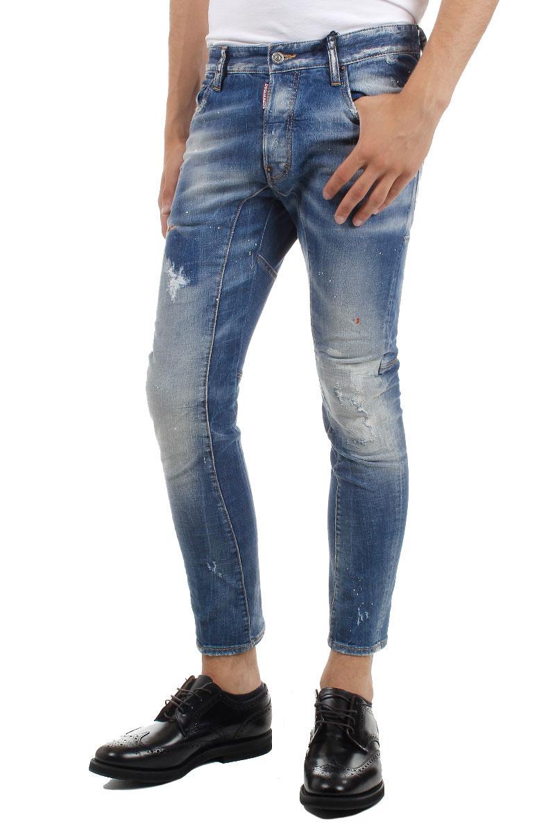 DSQUARED2 16 cm Tidy Biker Stretch Destroyed Denim Jeans