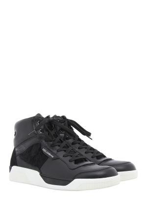 DOLCE&GABBANA high top sneakers with fur tuft