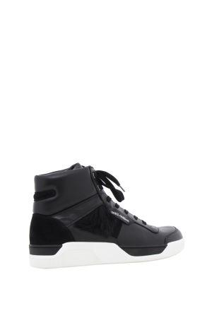 DOLCE&GABBANA high top sneakers with fur tuft