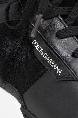 DOLCE&GABBANA high top sneakers with fur tuft