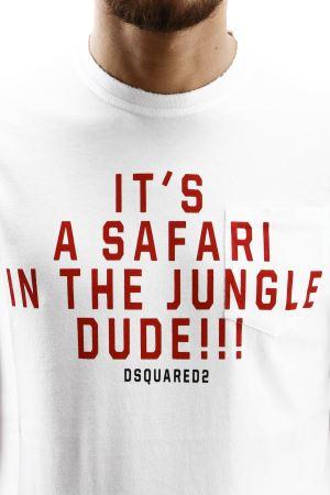 DSQUARED2 T-SHIRT shaped hem t-shirt with patch pocket at chest