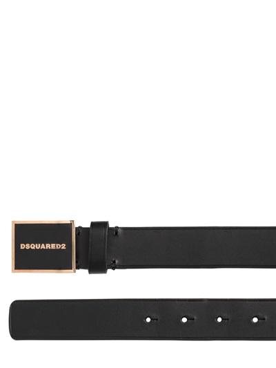 DSQUARED2 BELT 30MM   ogo plaque leather belt