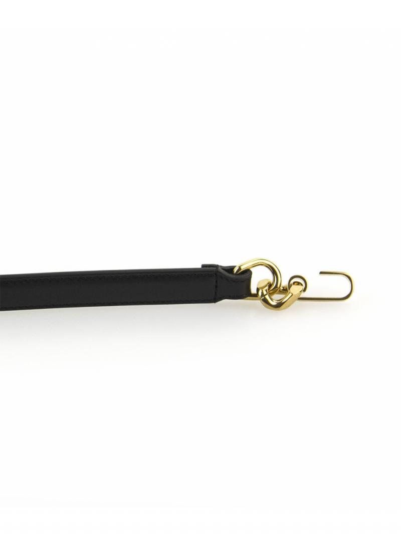 Saint Laurent black leather and gold monogramme belt with chain