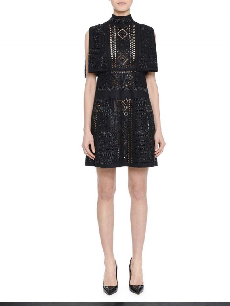 VALENTINO Beaded Punchwork Layered Dress
