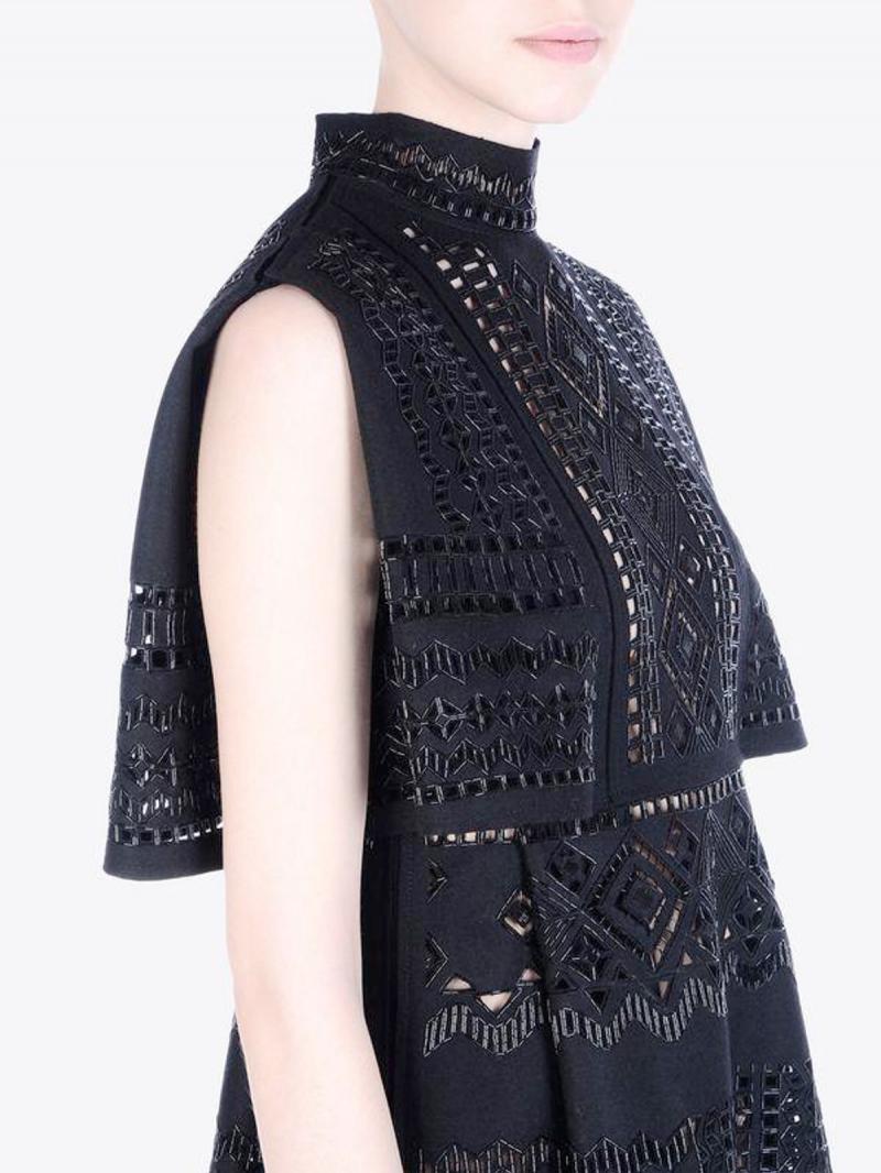 VALENTINO Beaded Punchwork Layered Dress