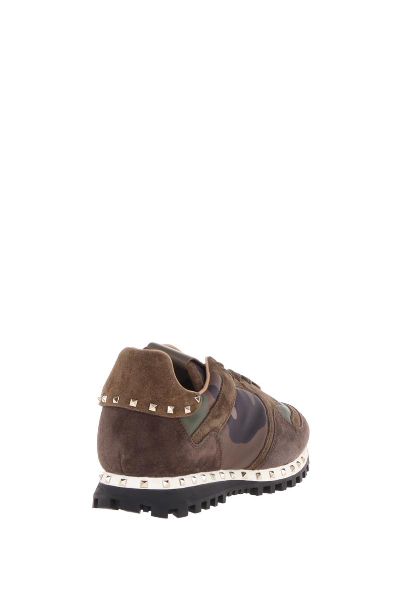 VALENTINO GARAVANI  Rockstud camouflage sneakers in nylon and suede