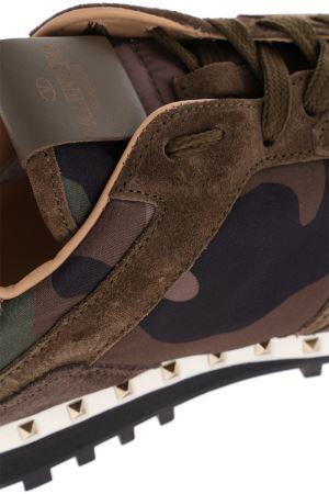 VALENTINO GARAVANI  Rockstud camouflage sneakers in nylon and suede