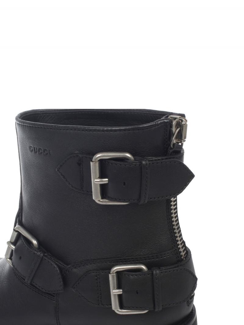 GUCCI Hammered Leather MIRO'SOFT Ankle Boots