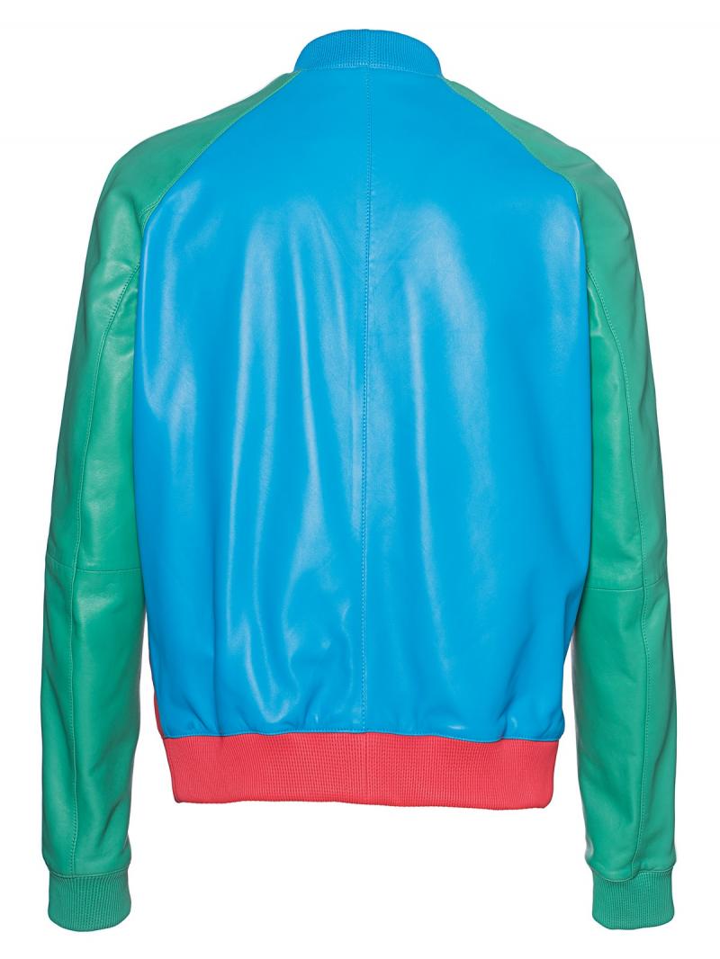 DSQUARED2 Leather College Multi Colour blocking leather blouson