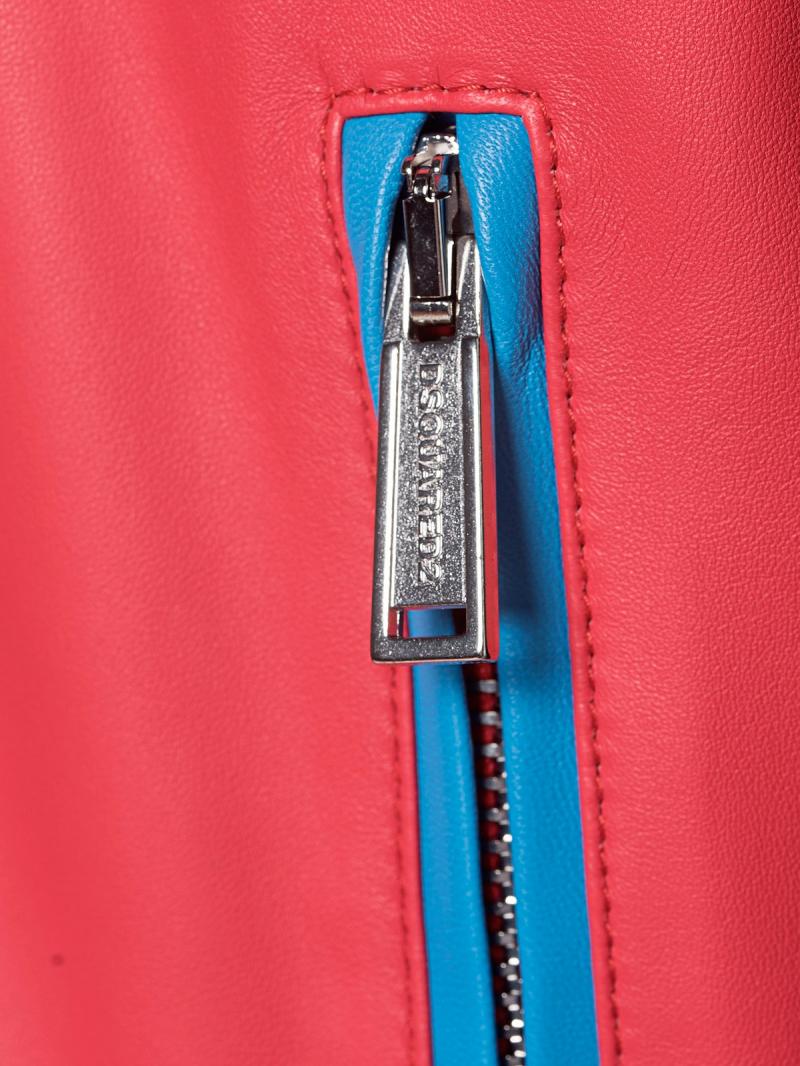 DSQUARED2 Leather College Multi Colour blocking leather blouson