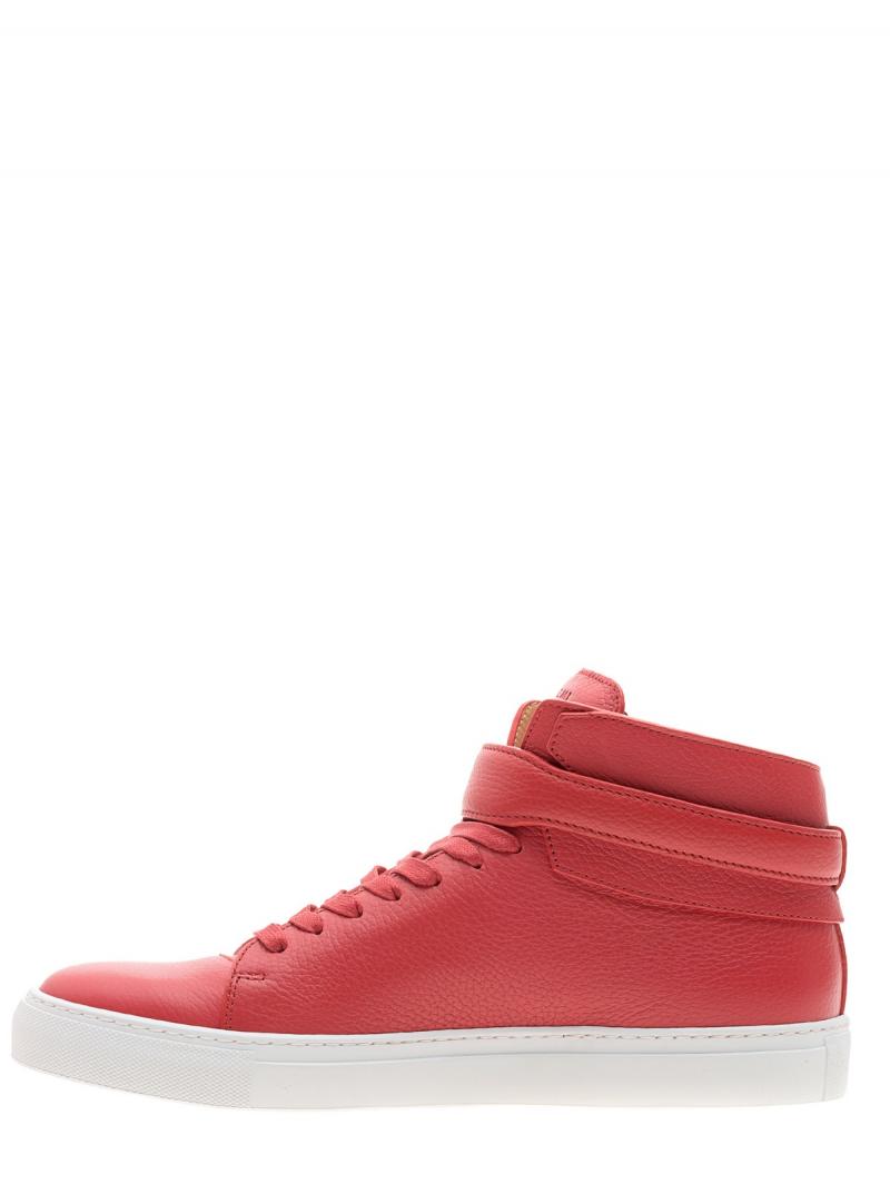 BUSCEMI 100MM Belt Red High-top leather sneakers