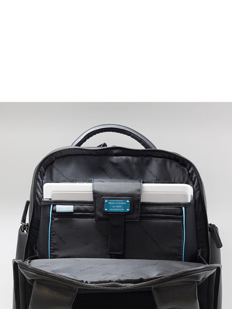 PIQUADRO Computer backpack with iPad Air / Pro 9.7 compartment, umbrella and bottle pockets Blue Square