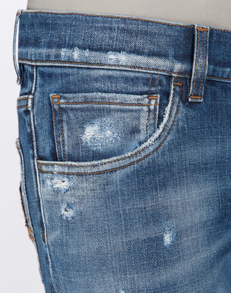 DOLCE&GABBANA STRETCH DENIM SLIM FIT JEANS WITH EMBROIDERY