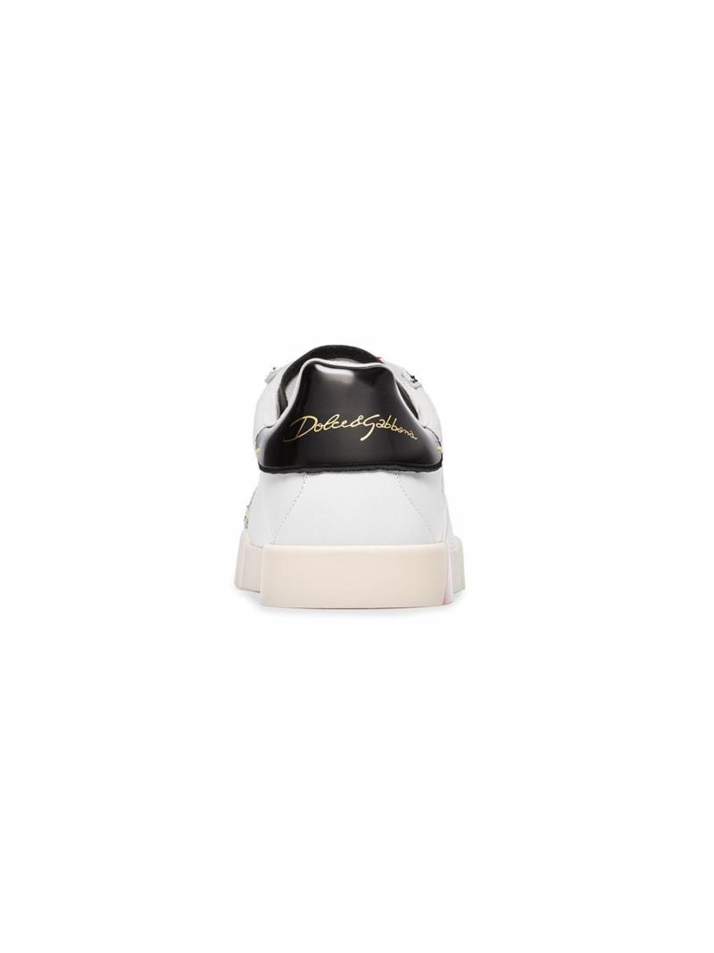 DOLCE&GABBANA white, black and red portofino leather sneakers