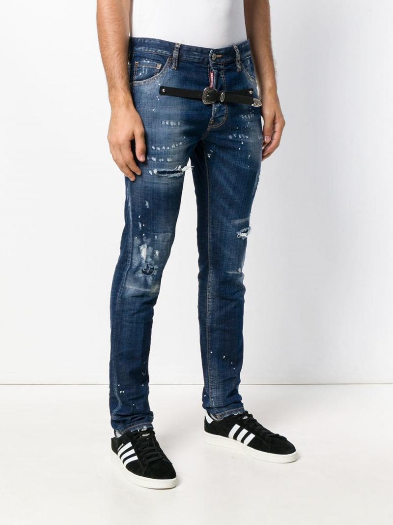DSQUARED2 belt ripped jeans