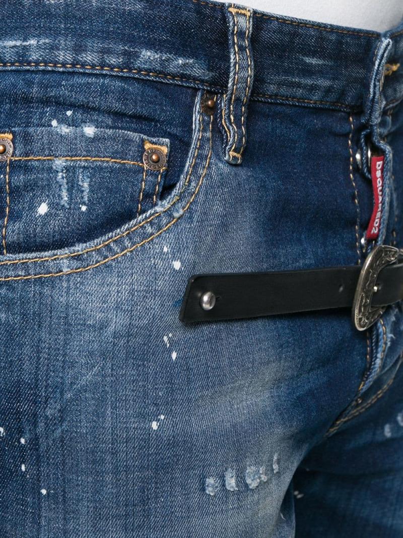 DSQUARED2 belt ripped jeans