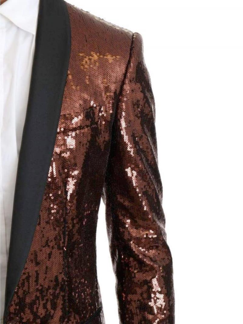 DOLCE&GABBANA Bronze Sequined Slim MARTINI Blazer