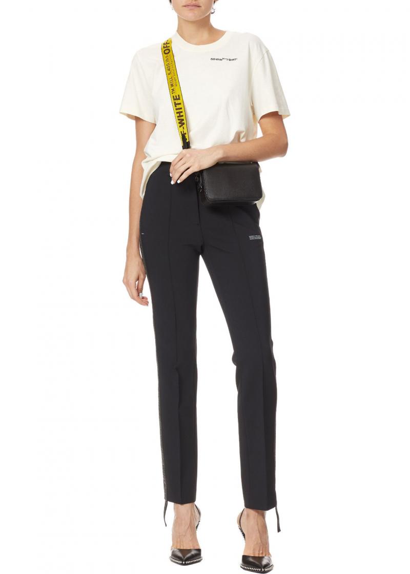 OFF-WHITE pleated front logo detail trousers