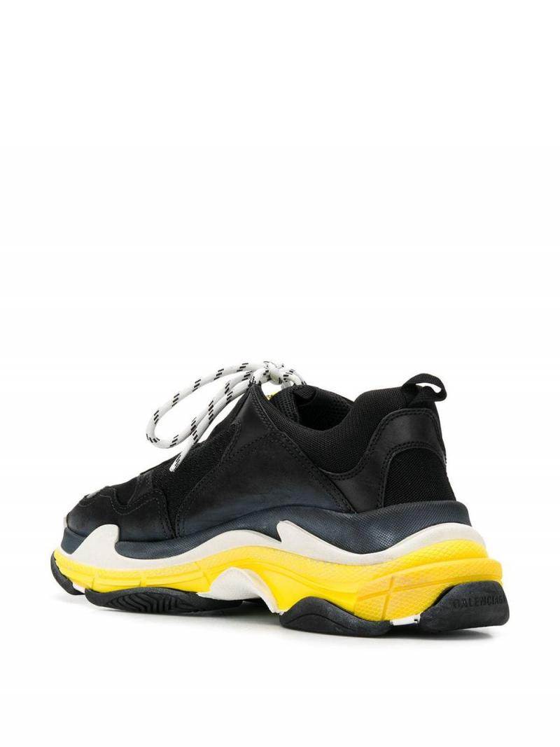 Balenciaga Mens Triple S Leather And Mesh Trainers in Gray
