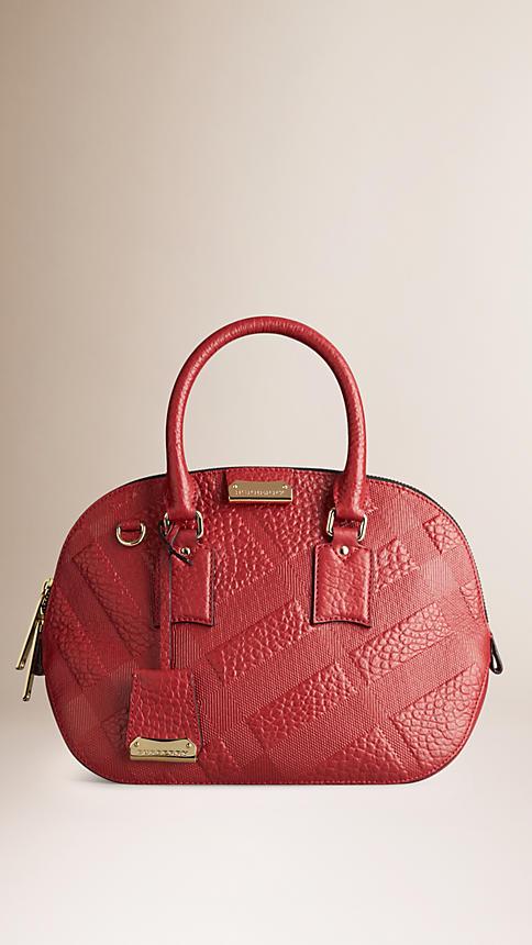 BURBERRY THE SMALL ORCHARD IN EMBOSSED CHECK LEATHER