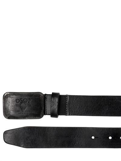 DSQUARED2 BELT  logo embossed buckle leather belt