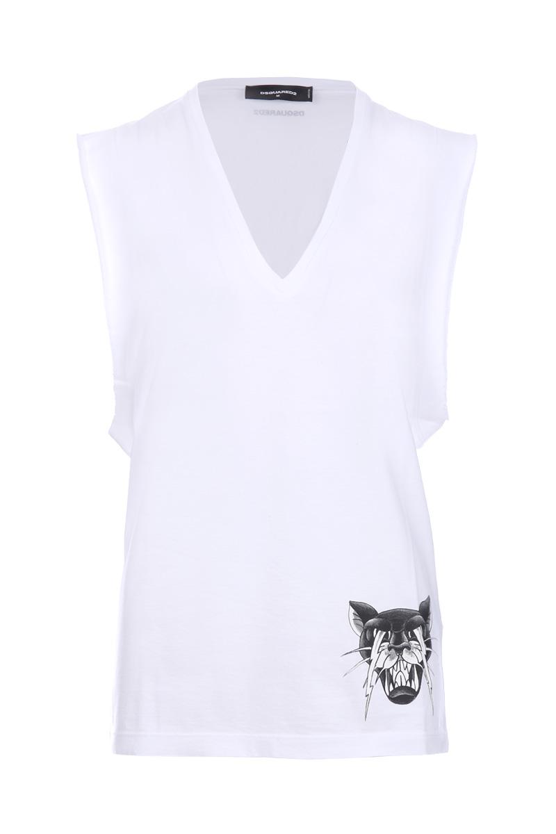 DSQUARED2 panther print sleeveless t-shirt