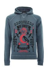 DSQUARED2 HOODED PRINTED COTTON SWEATSHIRT