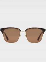 GUCCI Havana Rectangular-frame metal sunglasses