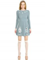 RED VALENTINO WOOL CREPE DRESS WITH CIRCUS PATCHES
